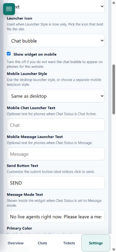 Yapdesk mobile launcher settings